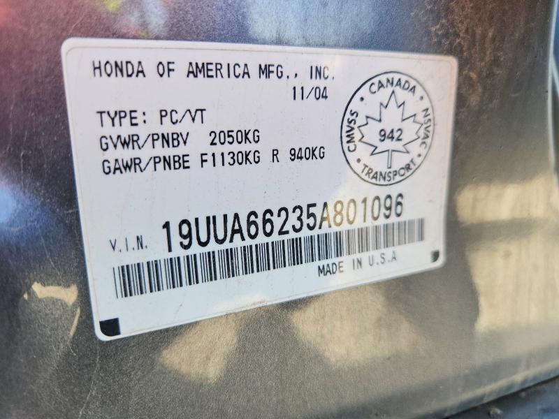 Auction sale of the 2005 Acura Tl, vin: 19UUA66235A801096, lot number: 57588476