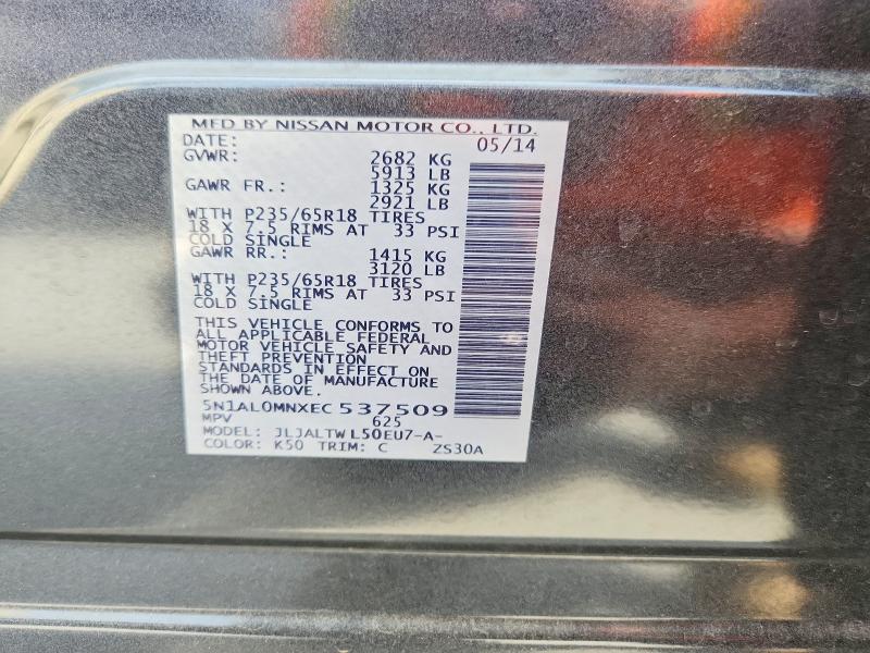 Продажа на аукционе авто 2014 Infiniti Qx60, vin: 5N1AL0MNXEC537509, номер лота: 74513155