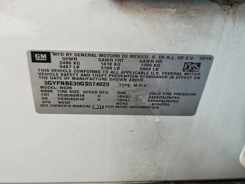 Aukcja sprzedaży 2016 Cadillac Srx, vin: 3GYFNBE39GS574829, numer aukcji: 58365556