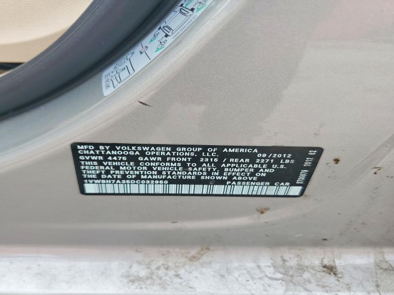 Aukcja sprzedaży 2013 Volkswagen Passat, vin: 1VWBH7A35DC032950, numer aukcji: 55829026