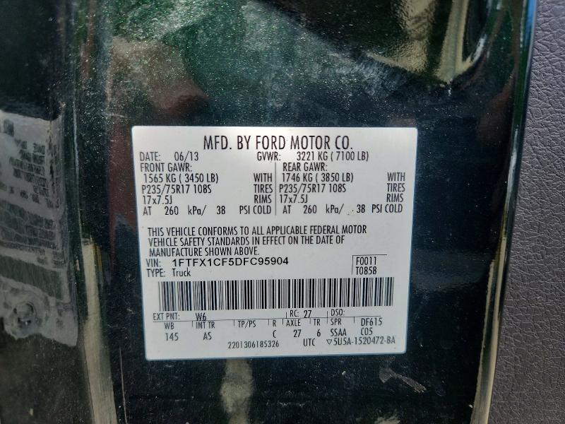 2013 Ford F150 მანქანა იყიდება აუქციონზე, vin: 1FTFX1CF5DFC95904, აუქციონის ნომერი: 58646286