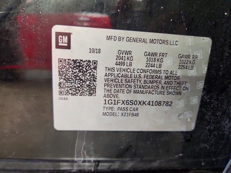57539956 :رقم المزاد ، 1G1FX6S0XK4108782 vin ، 2019 Chevrolet Bolt Ev مزاد بيع