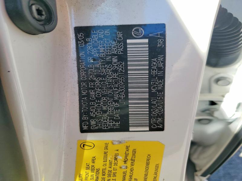 Продажа на аукционе авто 2005 Lexus Es, vin: JTHBA30G955112552, номер лота: 57319716