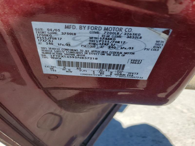 57317906 :رقم المزاد ، 1FTPX14595NB57218 vin ، 2005 Ford F150 مزاد بيع