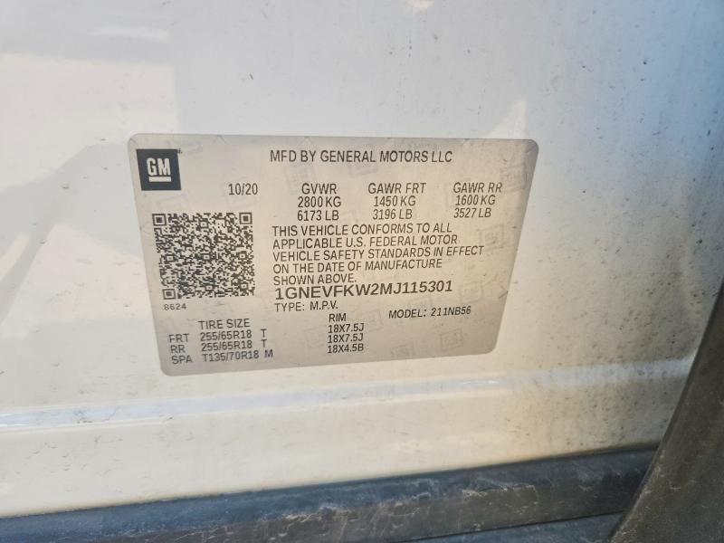 Продажа на аукционе авто 2021 Chevrolet Traverse, vin: 1GNEVFKW2MJ115301, номер лота: 56087056