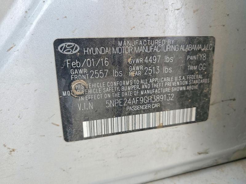 2016 Hyundai Sonata მანქანა იყიდება აუქციონზე, vin: 5NPE24AF9GH389132, აუქციონის ნომერი: 58948656