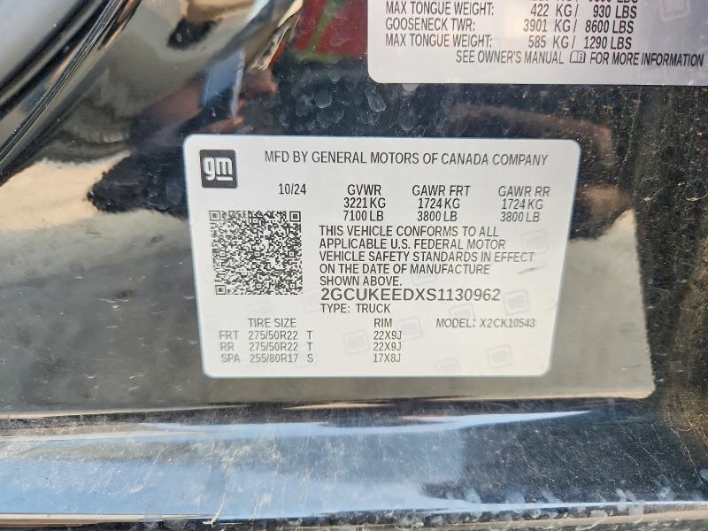 57593866 :رقم المزاد ، 2GCUKEEDXS1130962 vin ، 2025 Chevrolet Silverado مزاد بيع