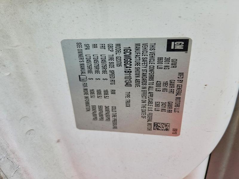 56139586 :رقم المزاد ، 1GCWGGCA1B1101340 vin ، 2011 Chevrolet Express G2500 مزاد بيع