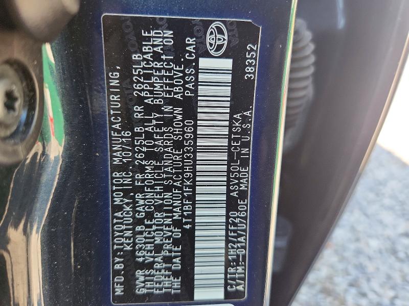 Aukcja sprzedaży 2017 Toyota Camry, vin: 4T1BF1FK9HU335960, numer aukcji: 57666336
