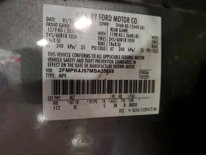 56511596 :رقم المزاد ، 2FMPK4J97MBA35888 vin ، 2021 Ford Edge مزاد بيع
