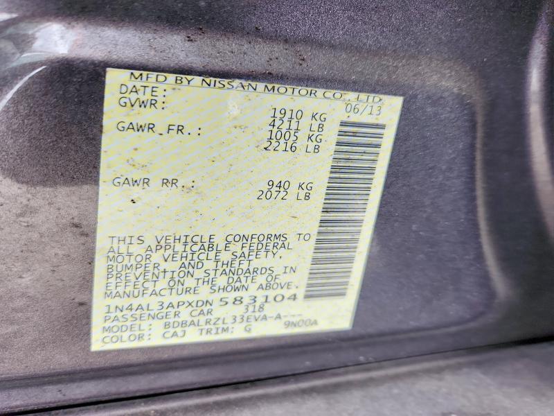 55927166 :رقم المزاد ، 1N4AL3APXDN583104 vin ، 2013 Nissan Altima مزاد بيع