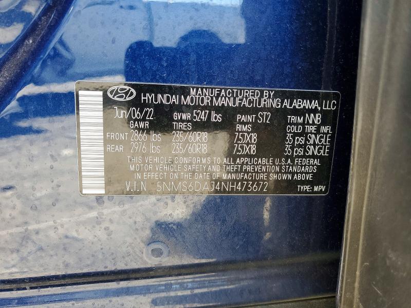 Aukcja sprzedaży 2022 Hyundai Santa Fe, vin: 5NMS6DAJ4NH473672, numer aukcji: 55890286
