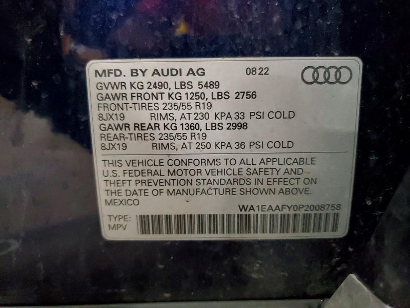 56489346 :رقم المزاد ، WA1EAAFY0P2008758 vin ، 2023 Audi Q5 مزاد بيع