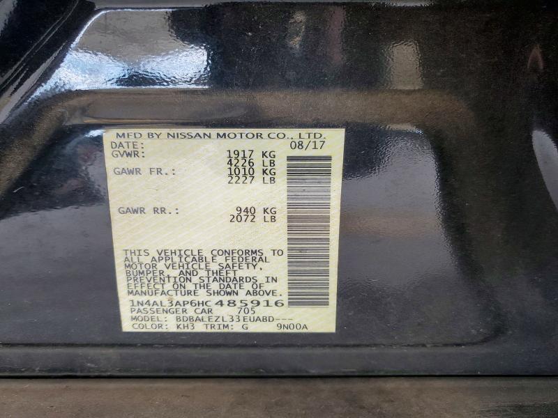 2017 Nissan Altima მანქანა იყიდება აუქციონზე, vin: 1N4AL3AP6HC485916, აუქციონის ნომერი: 58742086