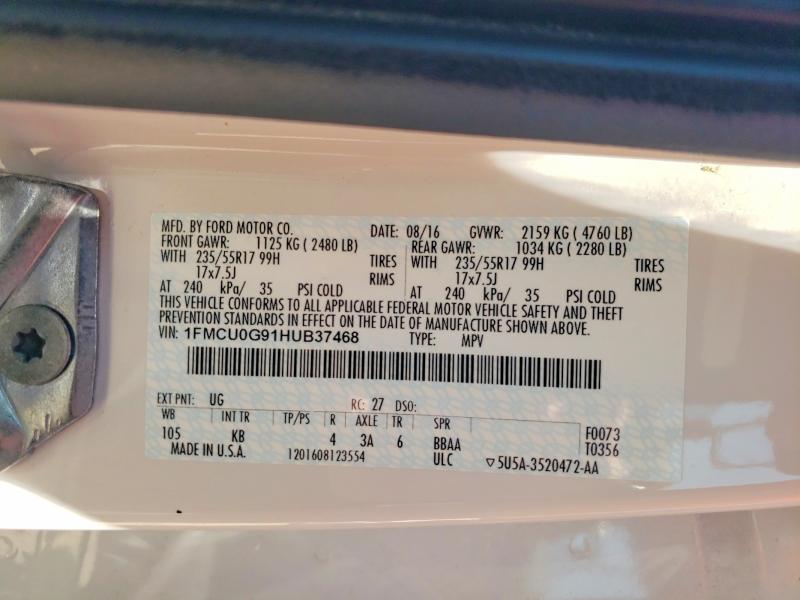 56510266 :رقم المزاد ، 1FMCU0G91HUB37468 vin ، 2017 Ford Escape مزاد بيع