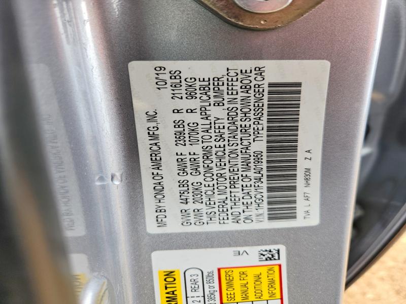 Aukcja sprzedaży 2020 Honda Accord, vin: 1HGCV1F34LA019950, numer aukcji: 53257396