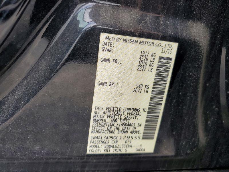 2016 Nissan Altima მანქანა იყიდება აუქციონზე, vin: 1N4AL3AP9GC129555, აუქციონის ნომერი: 58538726