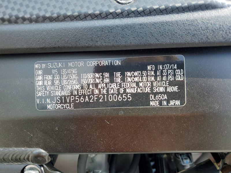Aukcja sprzedaży 2015 Suzuki Dl650, vin: JS1VP56A2F2100655, numer aukcji: 56604526