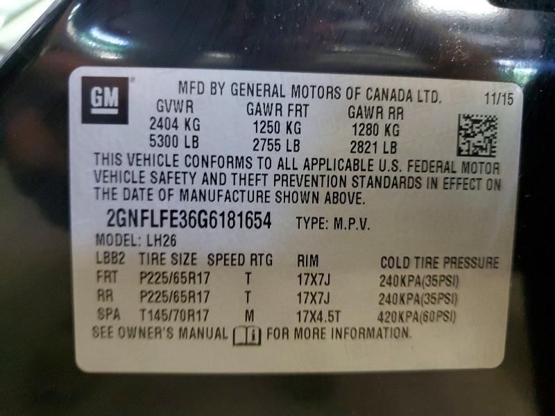 Aukcja sprzedaży 2016 Chevrolet Equinox, vin: 2GNFLFE36G6181654, numer aukcji: 58076286