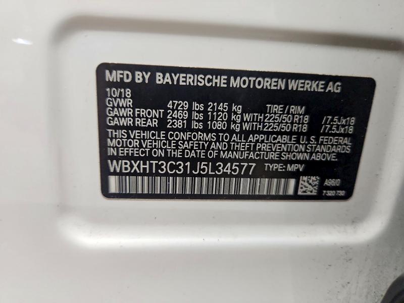 56879246 :رقم المزاد ، WBXHT3C31J5L34577 vin ، 2018 Bmw X1 مزاد بيع
