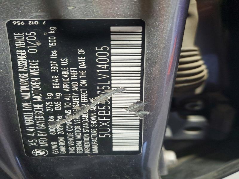 56315036 :رقم المزاد ، 5UXFB53575LV14005 vin ، 2005 Bmw X5 مزاد بيع