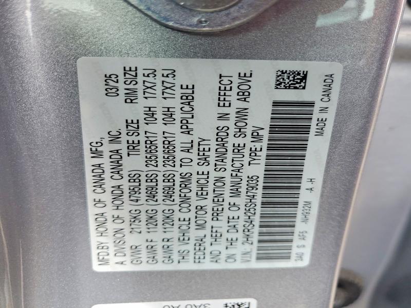 58875196 :رقم المزاد ، 2HKRS4H25SH479035 vin ، 2025 Honda Cr-v مزاد بيع