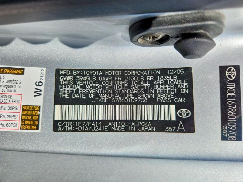 Продаж на аукціоні авто 2006 Scion Tc, vin: JTKDE167860109708, номер лоту: 58088216