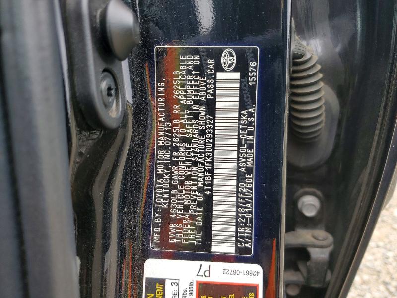 56637576 :رقم المزاد ، 4T1BF1FK3DU293327 vin ، 2013 Toyota Camry مزاد بيع