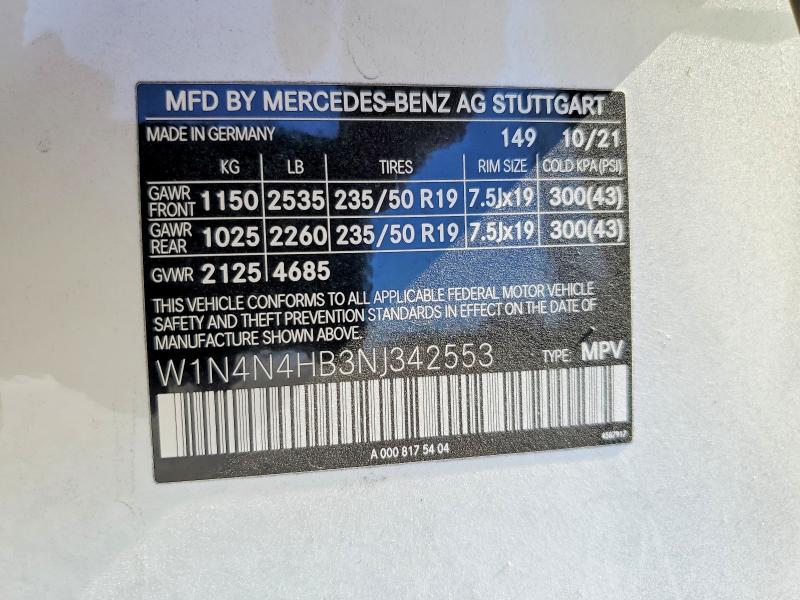 2022 Mercedes-benz Gla მანქანა იყიდება აუქციონზე, vin: W1N4N4HB3NJ342553, აუქციონის ნომერი: 56815756
