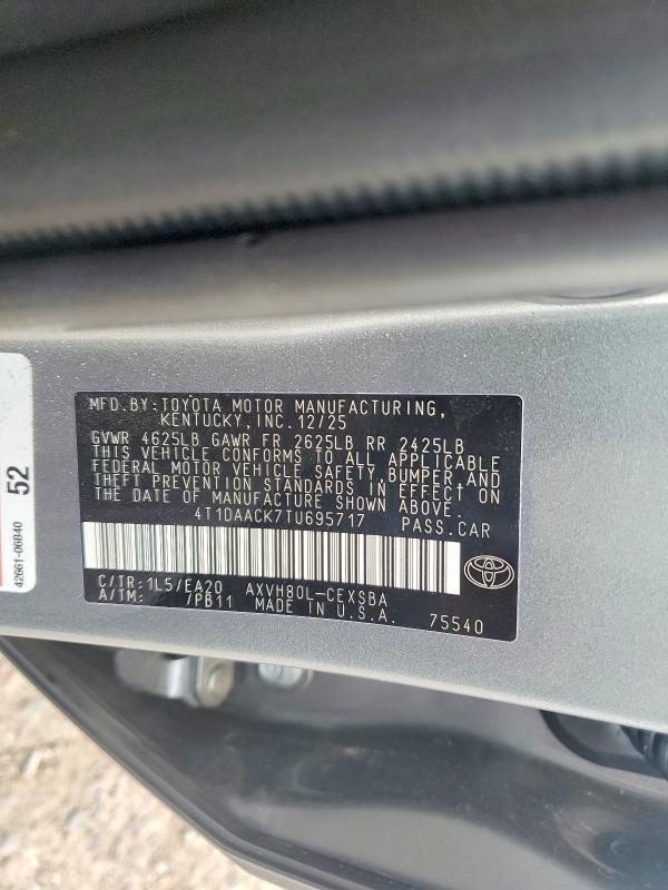 Aukcja sprzedaży 2026 Toyota Camry, vin: 4T1DAACK7TU695717, numer aukcji: 57252086