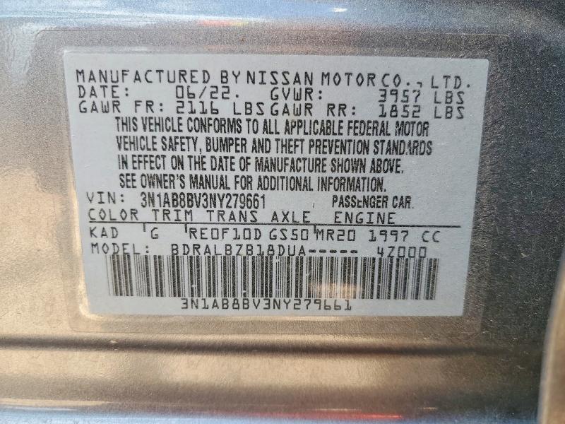 Продажа на аукционе авто 2022 Nissan Sentra, vin: 3N1AB8BV3NY279661, номер лота: 58329246