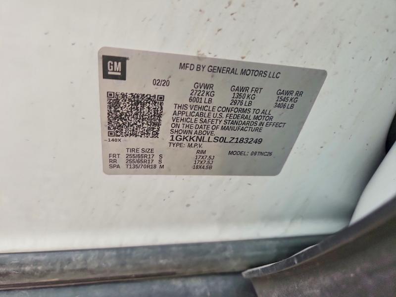 57521986 :رقم المزاد ، 1GKKNLLS0LZ183249 vin ، 2020 Gmc Acadia مزاد بيع