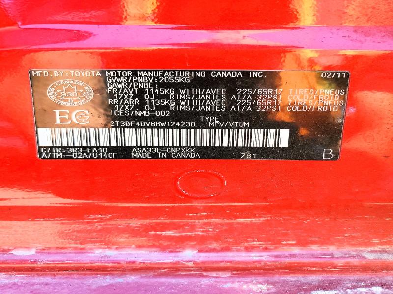 2011 Toyota Rav4 მანქანა იყიდება აუქციონზე, vin: 2T3BF4DV6BW124230, აუქციონის ნომერი: 55703456