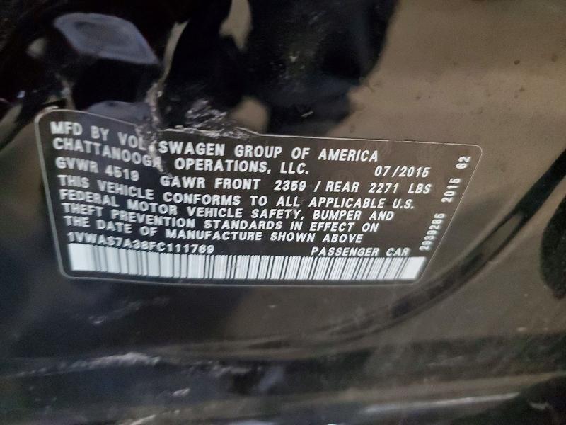 Aukcja sprzedaży 2015 Volkswagen Passat, vin: 1VWAS7A38FC111769, numer aukcji: 59102566
