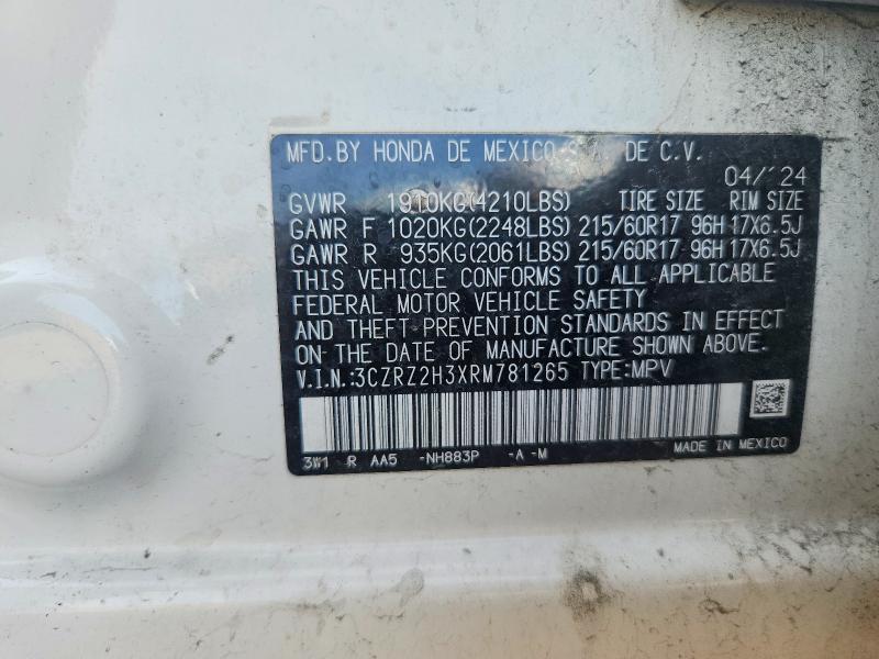 Продаж на аукціоні авто 2024 Honda Hr-v, vin: 3CZRZ2H3XRM781265, номер лоту: 55396656