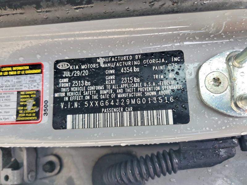 Aukcja sprzedaży 2021 Kia K5, vin: 5XXG64J29MG013516, numer aukcji: 56525696