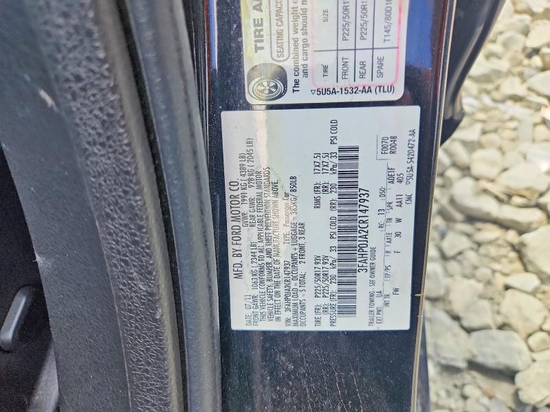 Aukcja sprzedaży 2012 Ford Fusion, vin: 3FAHP0JA2CR147937, numer aukcji: 56706836