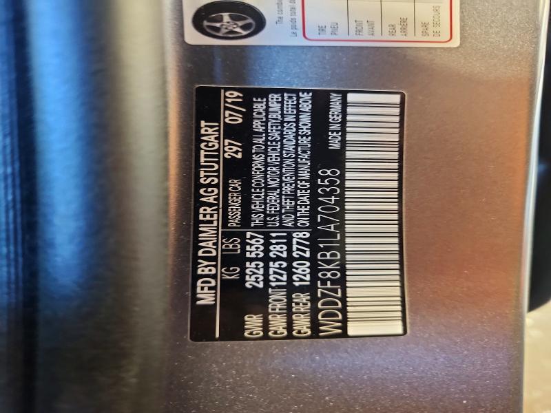 Продажа на аукционе авто 2020 Mercedes-benz E, vin: WDDZF8KB1LA704358, номер лота: 58809166