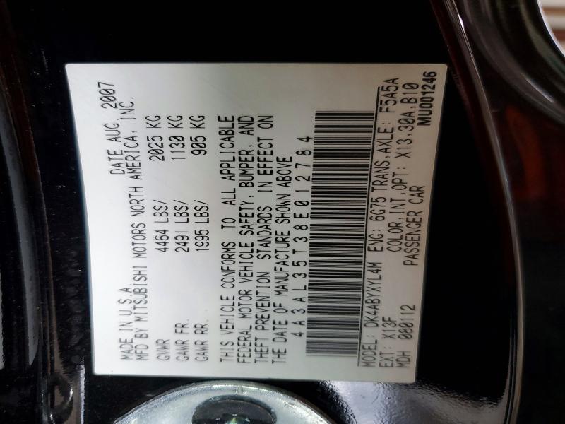 Продаж на аукціоні авто 2008 Mitsubishi Eclipse, vin: 4A3AL35T38E012784, номер лоту: 58449386