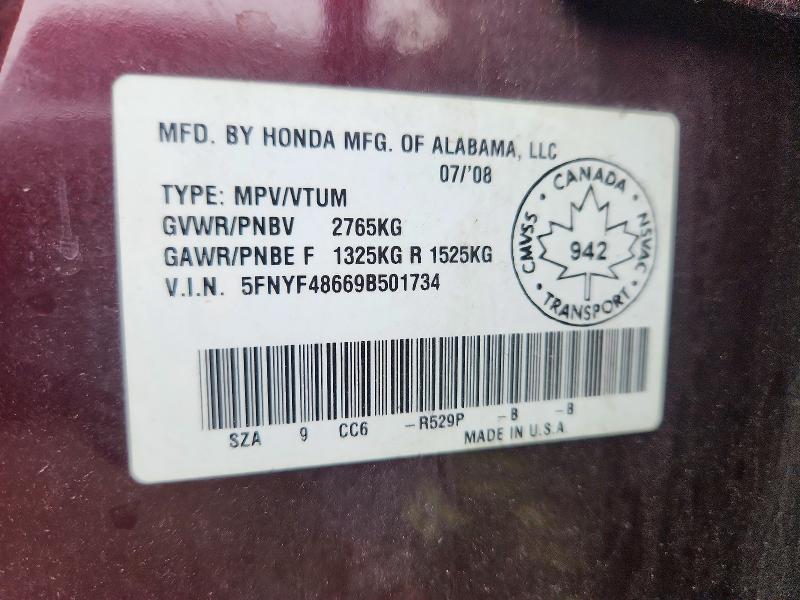 Aukcja sprzedaży 2009 Honda Pilot, vin: 5FNYF48669B501734, numer aukcji: 56483466