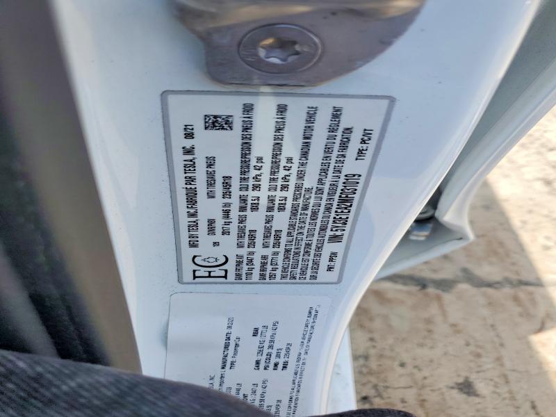 57672196 :رقم المزاد ، 5YJ3E1EA2MF031019 vin ، 2021 Tesla Model 3 مزاد بيع