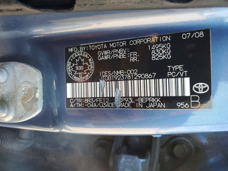 Продажа на аукционе авто 2008 Toyota Yaris, vin: JTDBT923781290867, номер лота: 55801086