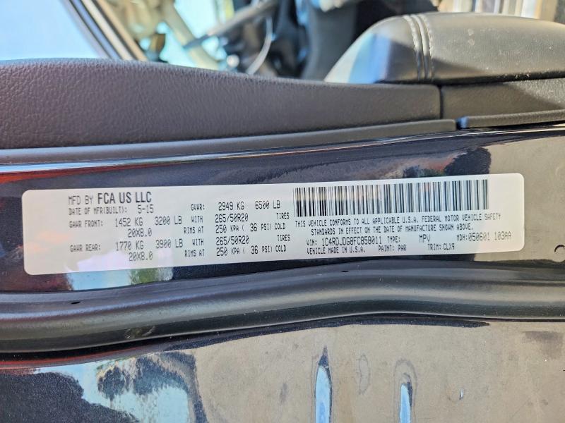 56225926 :رقم المزاد ، 1C4RDJDG8FC858011 vin ، 2015 Dodge Durango مزاد بيع
