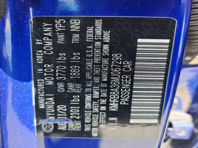 2021 Hyundai Venue მანქანა იყიდება აუქციონზე, vin: KMHRB8A36MU067298, აუქციონის ნომერი: 56763626