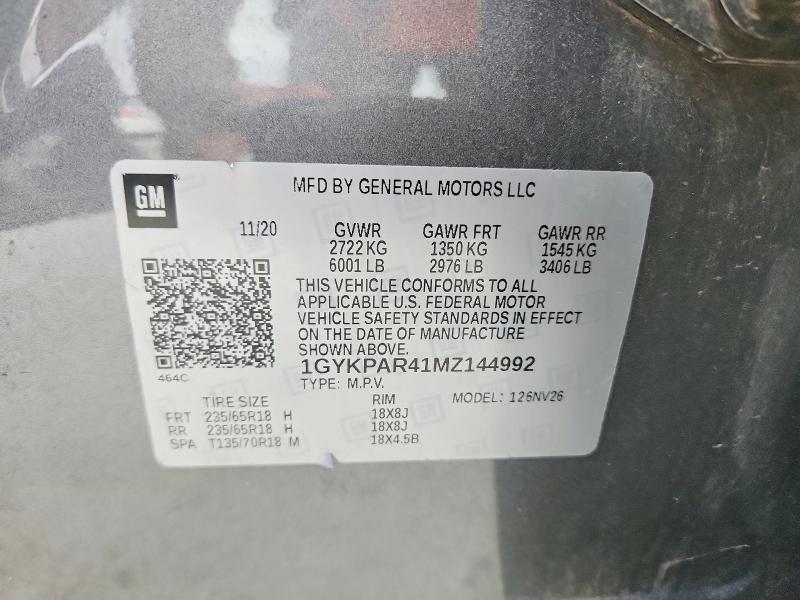 Aukcja sprzedaży 2021 Cadillac Xt6, vin: 1GYKPAR41MZ144992, numer aukcji: 56155686