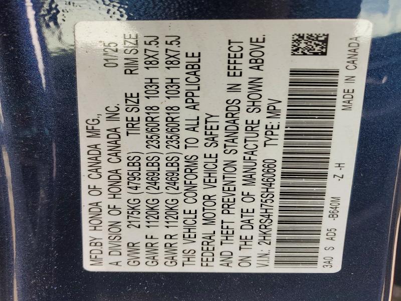 Auction sale of the 2025 Honda Cr-v, vin: 2HKRS4H75SH460660, lot number: 58938836