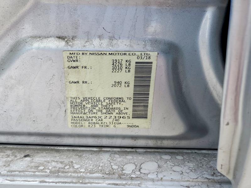Продажа на аукционе авто 2018 Nissan Altima, vin: 1N4AL3AP6JC223965, номер лота: 58509166
