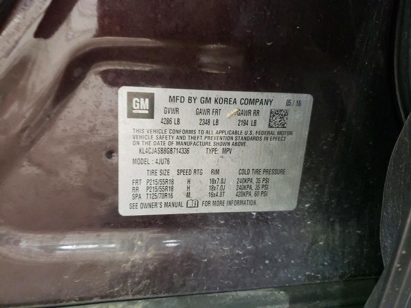 Продажа на аукционе авто 2016 Buick Encore, vin: KL4CJASB8GB714336, номер лота: 56549996