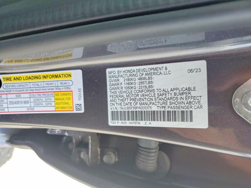 57123666 :رقم المزاد ، 19UUB5F59PA005375 vin ، 2023 Acura Tlx مزاد بيع