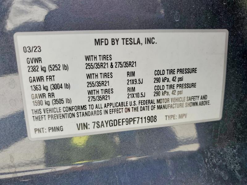 2023 Tesla Model Y მანქანა იყიდება აუქციონზე, vin: 7SAYGDEF9PF711908, აუქციონის ნომერი: 57266066